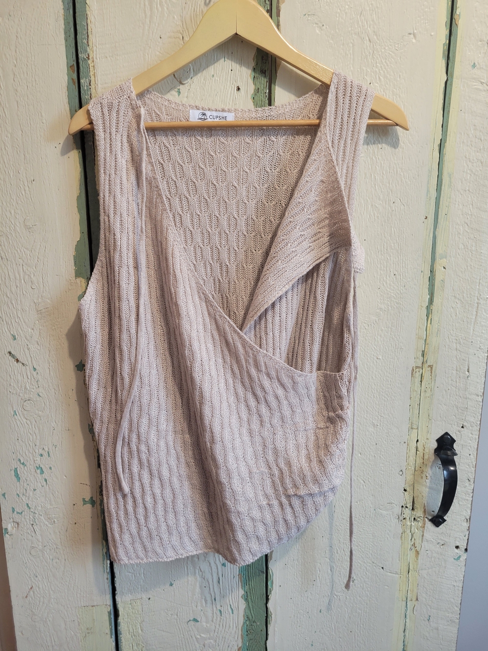 Cupshe Cream Knit Wrap Tank Top